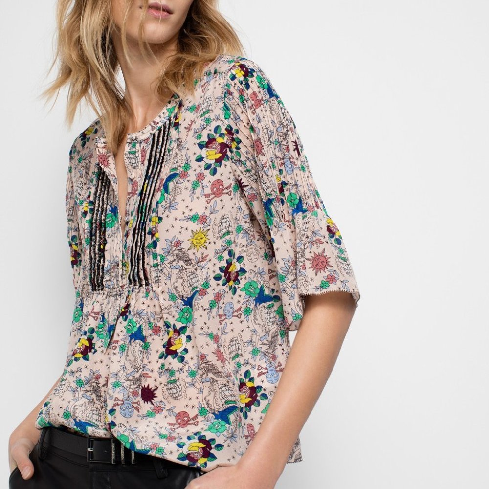 3.	SOLD Zadig & Voltaire Skull Tattoo Pattern Top